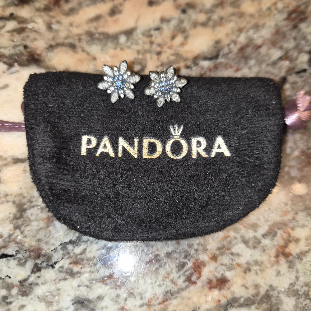 Pandora Silver Floral Earrings - Picture 1 of 3